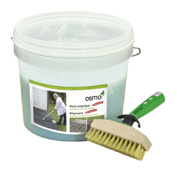 Osmo Power-Gel Houtontgrijzer met Borstel - 2.5 Liter Ontgrijzer Douglas hout & Hardhout | Ontgrijzer voor al het Buitenhout | Teak Reiniger