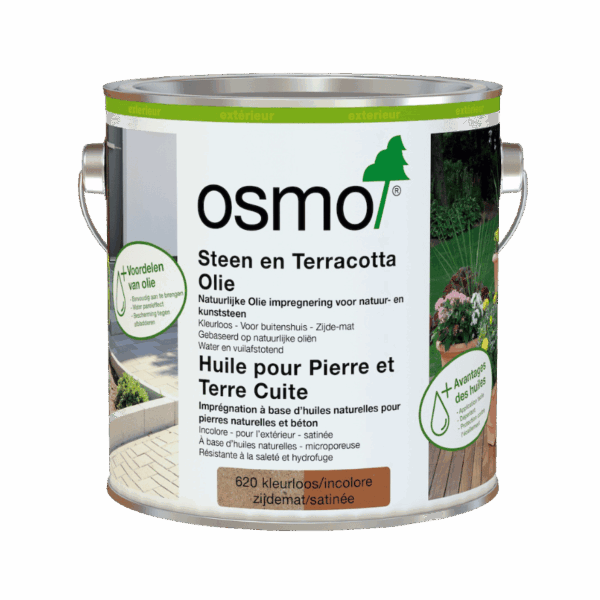 Osmo Steen en Terracotta Olie 620 | 2,5L | Natuursteen | Behandelen | Natuurlijke Olie Impregnering voor natuur- en kunststeen | Water- en Vuil-afstotend